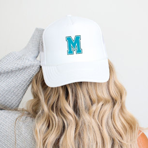 Teal Varsity Monogram Trucker Hat