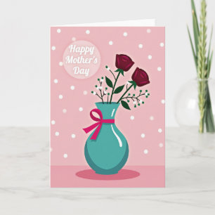 Teal Vase Happy Mothers Day Card