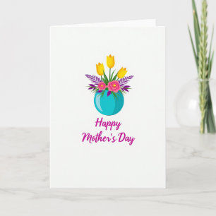 Teal Vase Mothers Day Card