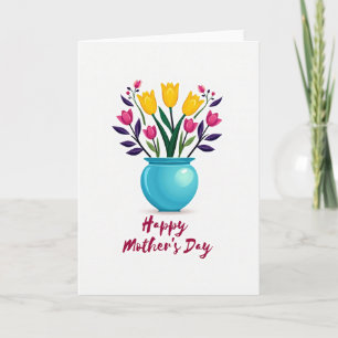 Teal Vase Mothers Day Love Card