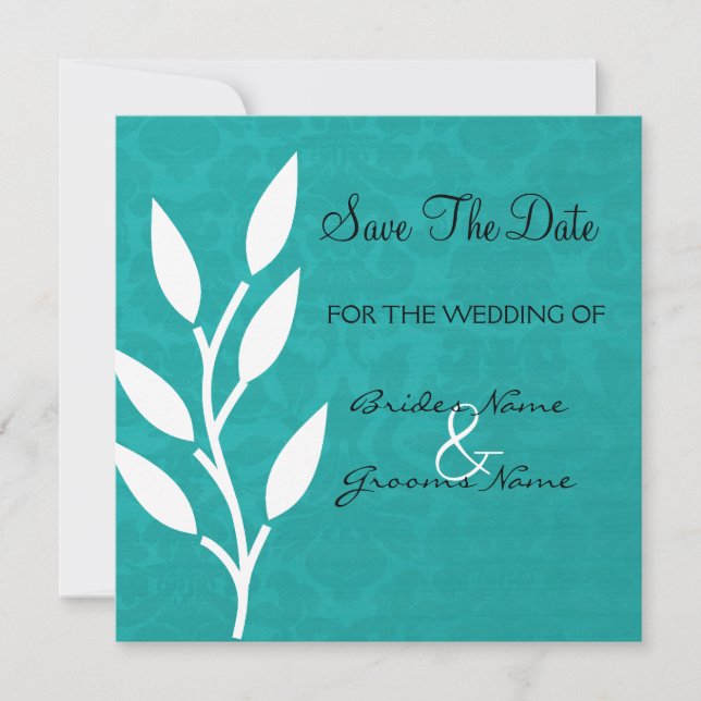 Teal Vintage Background Save The Date Invites (Front)