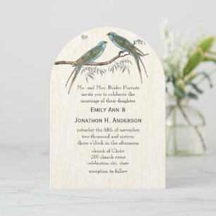Teal Vintage Bird Wedding Invitations