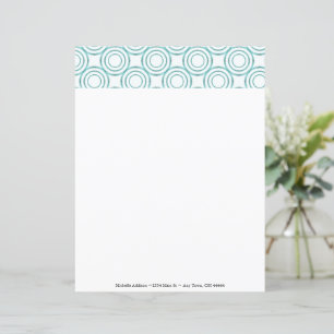 Teal Vintage Circle Pattern Personalise Paper