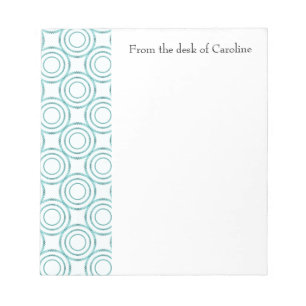 Teal Vintage Circle Pattern Personalised Notepad