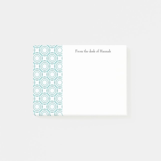 Teal Vintage Circle Pattern Personalised Notes (Front)