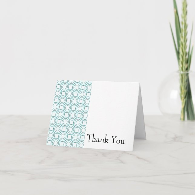 Teal Vintage Circle Pattern Thank You Card (Front)