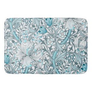 Teal vintage floral art noveau bath mat