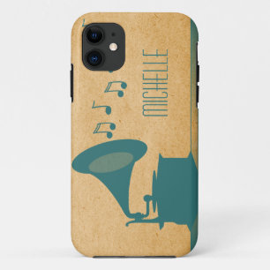 Teal Vintage Gramophone BT iPhone 5 Case