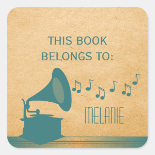 Teal Vintage Gramophone Stickers