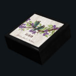 Teal Vintage Luv Bird Purple Cherry Blossom Branch Gift Box<br><div class="desc">Wedding Black Lacquer Keepsake Custom Designer Personalised Jewellery Box or Memory Box Elegant Unique Wedding Anniversary  Christmas Gifts or Valentines Day Gifts</div>
