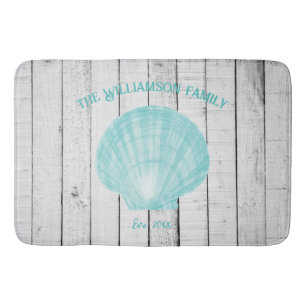 Teal Vintage Scallop Shell Bath Mat