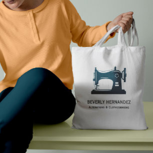 Teal Vintage Sewing Machine Seamstress    Tote Bag
