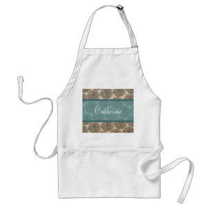 Teal Vintage Zinnia Apron