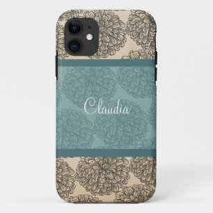 Teal Vintage Zinnia BT iPhone 5 Case