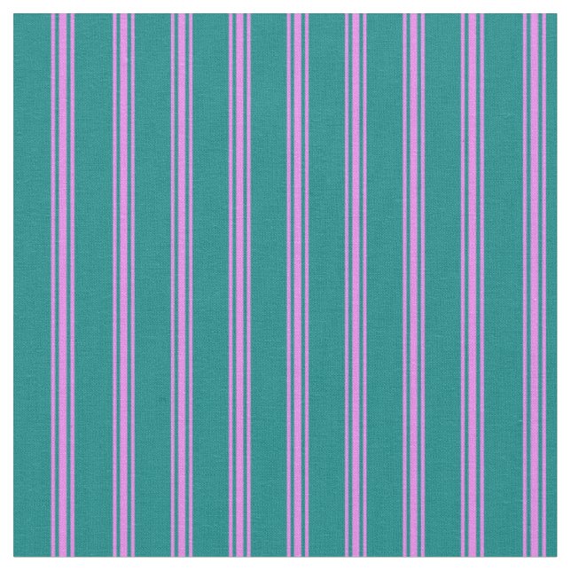 Teal & Violet Coloured Stripes/Lines Pattern Fabric (Close Up)
