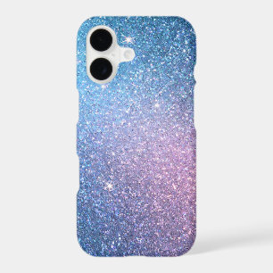 Teal Violet Glitter Ombre Monogram iPhone Case