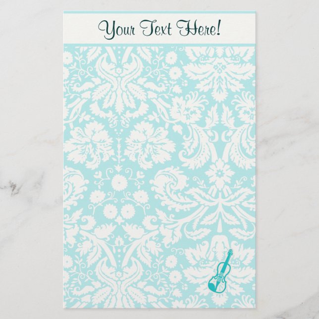 Teal Violin Stationery (Front)