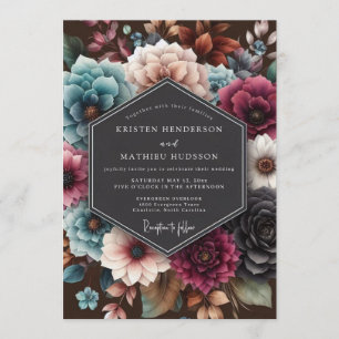 Teal Vivid Tapestry Wedding Invitation