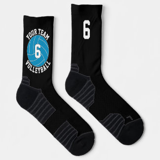 Teal Volleyball Custom Team Name and Player Number Socks