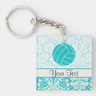 Teal Volleyball Key Ring