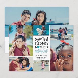 Teal Wanted Chosen Loved Adopted Photo Collage Announcement