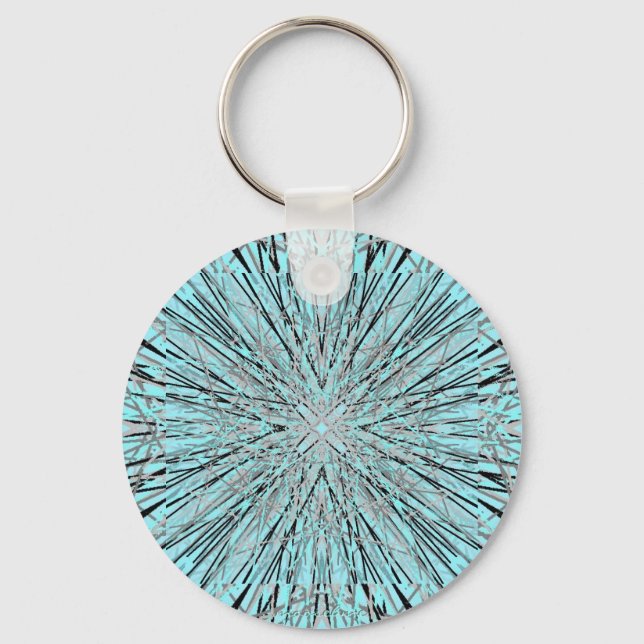 Teal warp factor 5 keychian key ring (Front)
