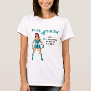 Teal Warrior T-Shirt Ovarian Cancer Design 2