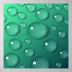 Teal Water Drop Texture Poster