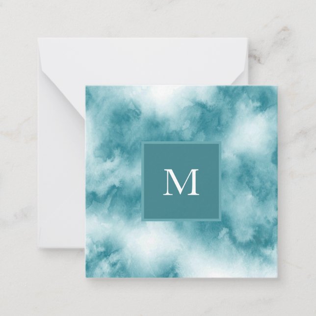 Teal Watercolor Abstract Card (Front)