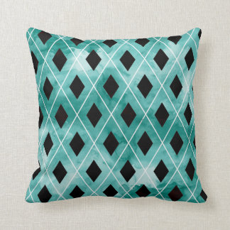 Teal Watercolor Argyle Pillow