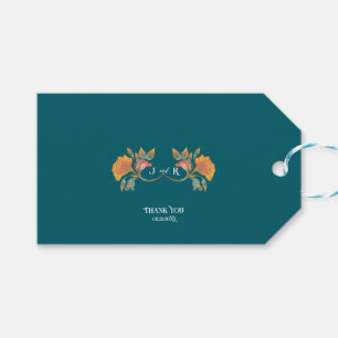 Teal Watercolor Art Nouveau Wedding Gift Tags