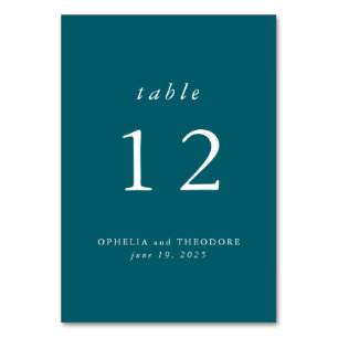 Teal Watercolor Botanical Greenery Wedding Photo Table Number