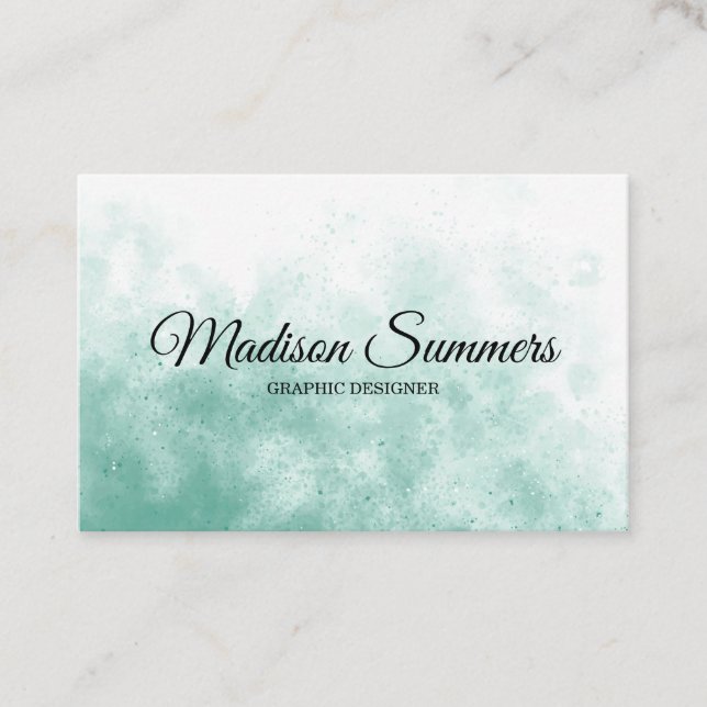 Teal Watercolor Business Card (Front)
