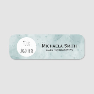 Teal Watercolor Business Employee Name Tag