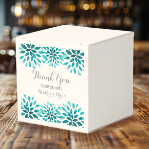 Teal Watercolor Chrysanthemum Favour Boxes