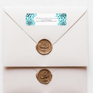 Teal Watercolor Chrysanthemums Address Labels