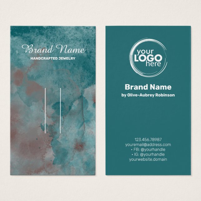 Teal Watercolor Hair Clip - Logo Display Card  (Front & Back)