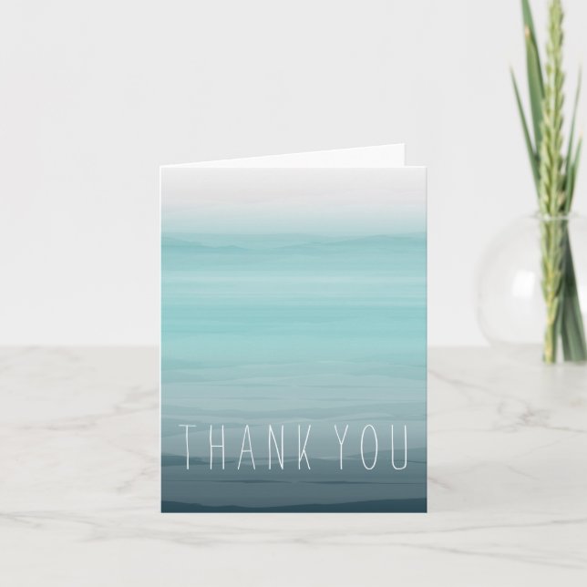 Teal Watercolor Inspired Ombre Thank You (Front)