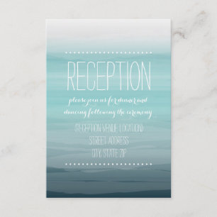 Teal Watercolor Inspired Ombre Wedding Reception Enclosure Card