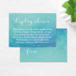 Teal Watercolor No Wrap Bridal Shower Gift Card<br><div class="desc">If you're hosting a no-gift-wrap display shower for a bride-to-be, this subtle card could be the choice for you. Using an elegant, modern script font, I first added a graphic typography header that reads "display shower" on the front, and "to" and "from" for the gift tag side. The template field...</div>