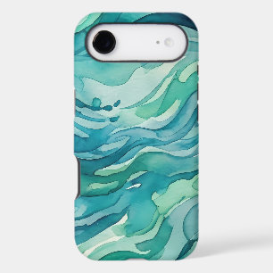 Teal Watercolor Ocean Waves