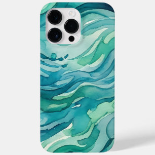 Teal Watercolor Ocean Waves Case-Mate iPhone 14 Pro Max Case