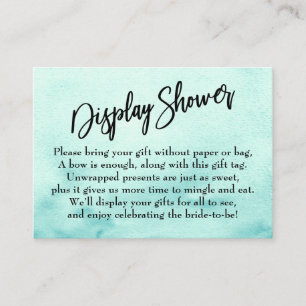 Teal Watercolor Ombre Display Bridal Shower Enclosure Card