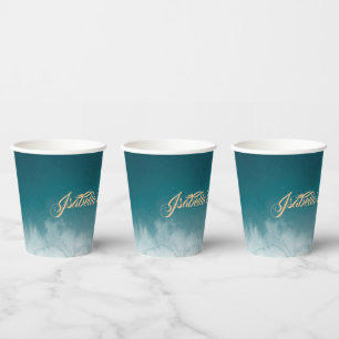 Teal Watercolor Ombre Sweet 16 Paper Cups