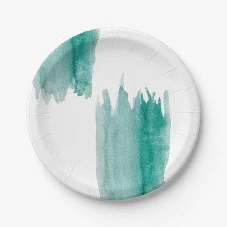 Teal Watercolor Paper Plates