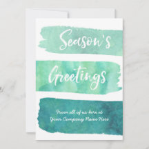 Teal Watercolor Photo Christmas Cards Business