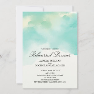 Teal Watercolor Rehearsal Dinner Invitation