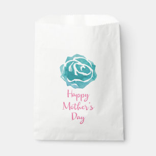 Teal Watercolor Rose Blossom Mother's Day Favour Bags