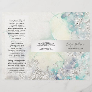 Teal watercolor silver glitter brochure