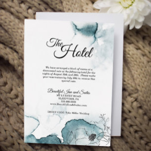Teal Watercolor Sketch Wedding Accommodation Enclosure Card